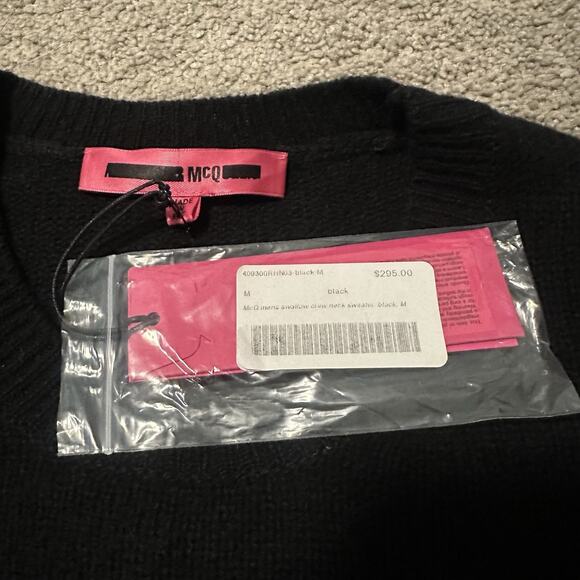 Alexander McQueen MCQ Men M Sweater Wool Cashmere Knit Pink Swallow Black NWT - Picture 9 of 11